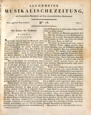 Allgemeine musikalische Zeitung Samstag 29. September 1821