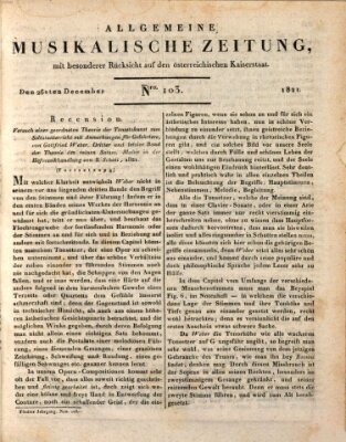 Allgemeine musikalische Zeitung Mittwoch 26. Dezember 1821
