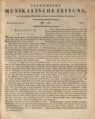 Allgemeine musikalische Zeitung Samstag 6. April 1822