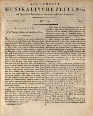 Allgemeine musikalische Zeitung Samstag 27. April 1822