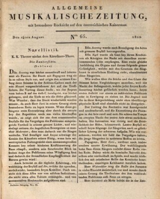 Allgemeine musikalische Zeitung Mittwoch 14. August 1822