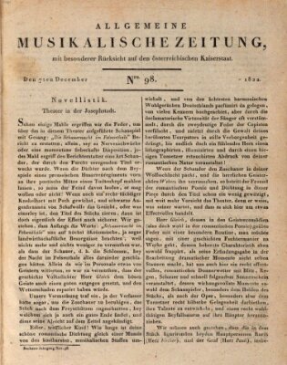Allgemeine musikalische Zeitung Samstag 7. Dezember 1822