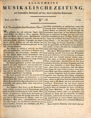Allgemeine musikalische Zeitung Samstag 1. März 1823