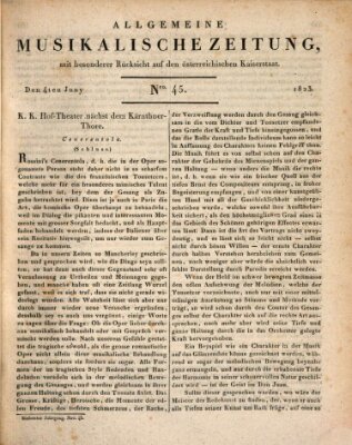 Allgemeine musikalische Zeitung Mittwoch 4. Juni 1823