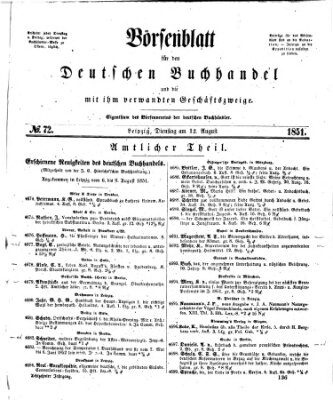 Börsenblatt für den deutschen Buchhandel Dienstag 12. August 1851