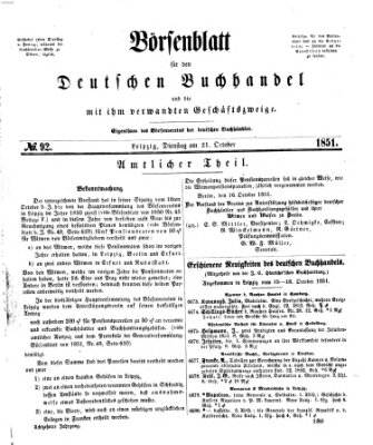 Börsenblatt für den deutschen Buchhandel Dienstag 21. Oktober 1851