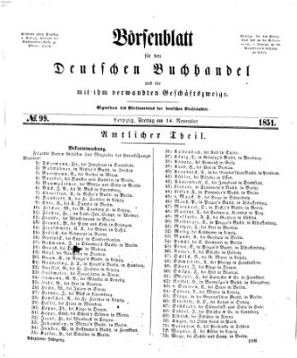 Börsenblatt für den deutschen Buchhandel Freitag 14. November 1851
