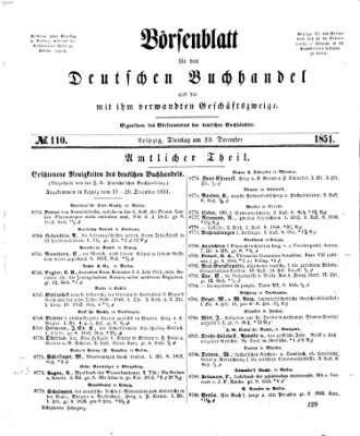 Börsenblatt für den deutschen Buchhandel Dienstag 23. Dezember 1851