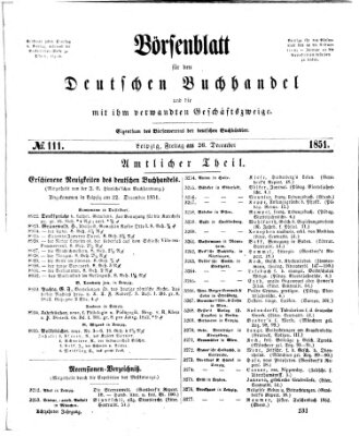 Börsenblatt für den deutschen Buchhandel Freitag 26. Dezember 1851