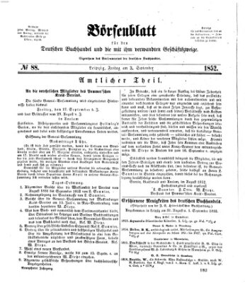 Börsenblatt für den deutschen Buchhandel Freitag 3. September 1852