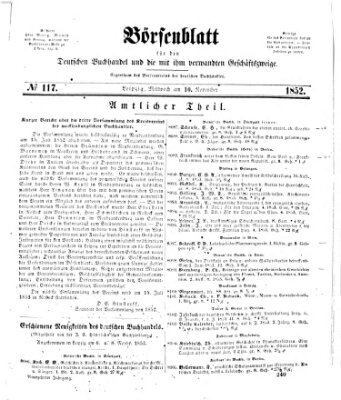Börsenblatt für den deutschen Buchhandel Mittwoch 10. November 1852