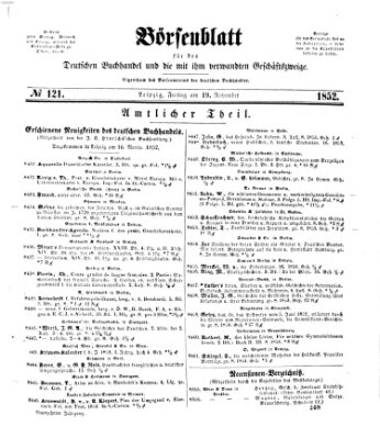 Börsenblatt für den deutschen Buchhandel Freitag 19. November 1852