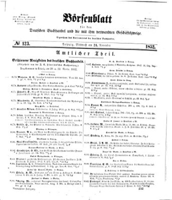 Börsenblatt für den deutschen Buchhandel Mittwoch 24. November 1852
