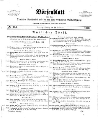 Börsenblatt für den deutschen Buchhandel Montag 20. Dezember 1852