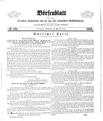 Börsenblatt für den deutschen Buchhandel Mittwoch 29. Dezember 1852