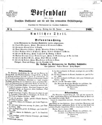Börsenblatt für den deutschen Buchhandel Freitag 12. Januar 1866
