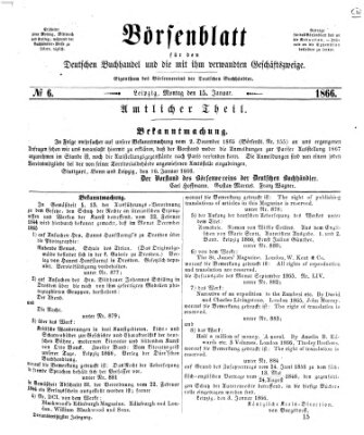 Börsenblatt für den deutschen Buchhandel Montag 15. Januar 1866