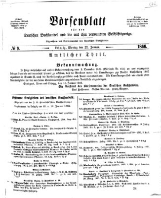 Börsenblatt für den deutschen Buchhandel Montag 22. Januar 1866