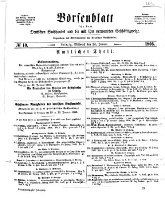 Börsenblatt für den deutschen Buchhandel Mittwoch 24. Januar 1866
