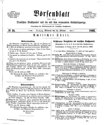 Börsenblatt für den deutschen Buchhandel Mittwoch 14. Februar 1866