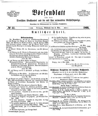 Börsenblatt für den deutschen Buchhandel Mittwoch 9. Mai 1866