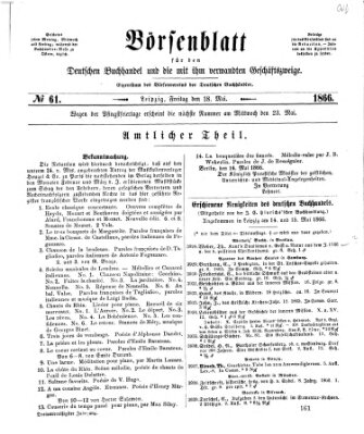 Börsenblatt für den deutschen Buchhandel Freitag 18. Mai 1866