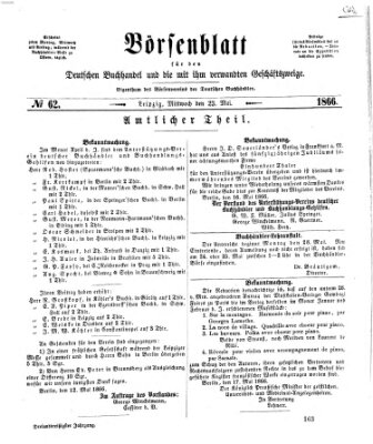 Börsenblatt für den deutschen Buchhandel Mittwoch 23. Mai 1866