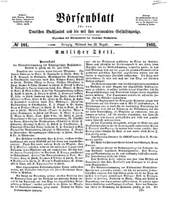 Börsenblatt für den deutschen Buchhandel Mittwoch 22. August 1866