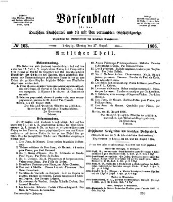 Börsenblatt für den deutschen Buchhandel Montag 27. August 1866