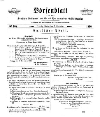 Börsenblatt für den deutschen Buchhandel Freitag 7. September 1866