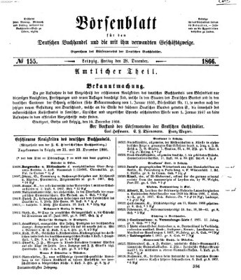 Börsenblatt für den deutschen Buchhandel Freitag 28. Dezember 1866