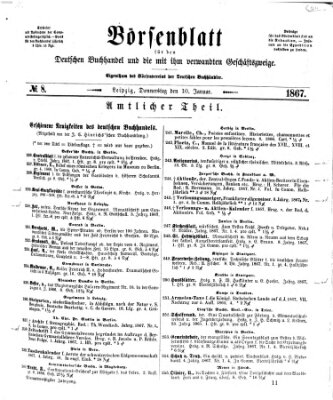 Börsenblatt für den deutschen Buchhandel Donnerstag 10. Januar 1867