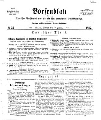 Börsenblatt für den deutschen Buchhandel Mittwoch 30. Januar 1867