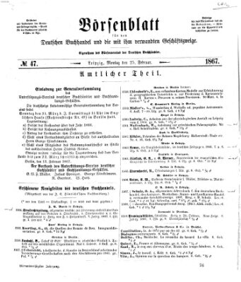 Börsenblatt für den deutschen Buchhandel Montag 25. Februar 1867