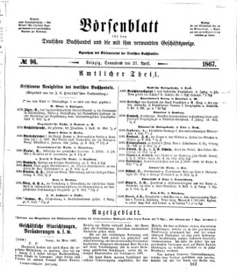 Börsenblatt für den deutschen Buchhandel Samstag 27. April 1867