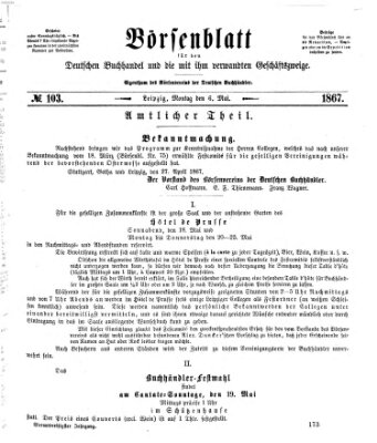 Börsenblatt für den deutschen Buchhandel Montag 6. Mai 1867