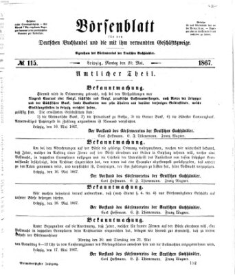 Börsenblatt für den deutschen Buchhandel Montag 20. Mai 1867