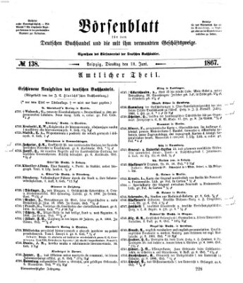 Börsenblatt für den deutschen Buchhandel Dienstag 18. Juni 1867