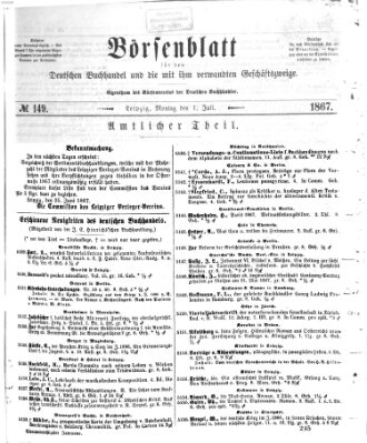 Börsenblatt für den deutschen Buchhandel Montag 1. Juli 1867