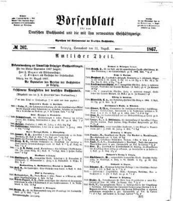 Börsenblatt für den deutschen Buchhandel Samstag 31. August 1867