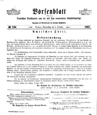 Börsenblatt für den deutschen Buchhandel Donnerstag 3. Oktober 1867