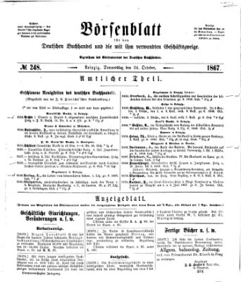 Börsenblatt für den deutschen Buchhandel Donnerstag 24. Oktober 1867