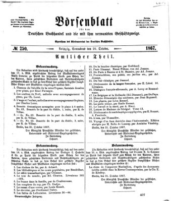 Börsenblatt für den deutschen Buchhandel Samstag 26. Oktober 1867