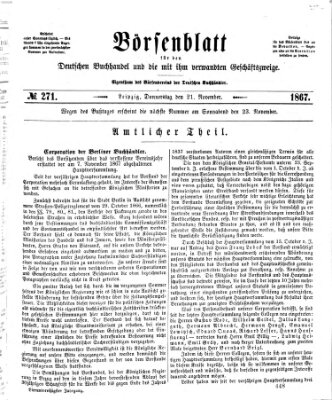 Börsenblatt für den deutschen Buchhandel Donnerstag 21. November 1867