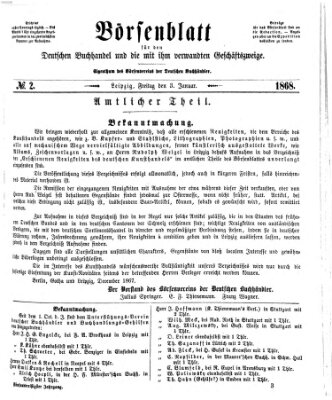 Börsenblatt für den deutschen Buchhandel Freitag 3. Januar 1868