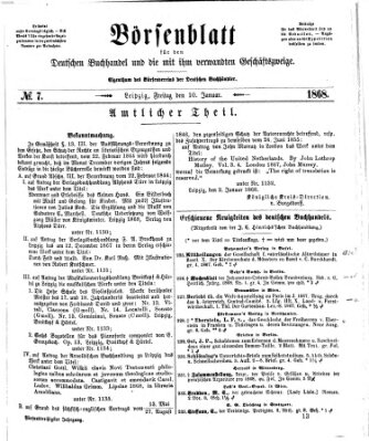 Börsenblatt für den deutschen Buchhandel Freitag 10. Januar 1868