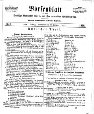 Börsenblatt für den deutschen Buchhandel Samstag 11. Januar 1868