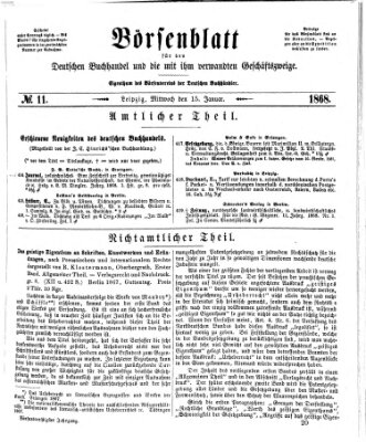 Börsenblatt für den deutschen Buchhandel Mittwoch 15. Januar 1868