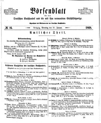 Börsenblatt für den deutschen Buchhandel Dienstag 21. Januar 1868