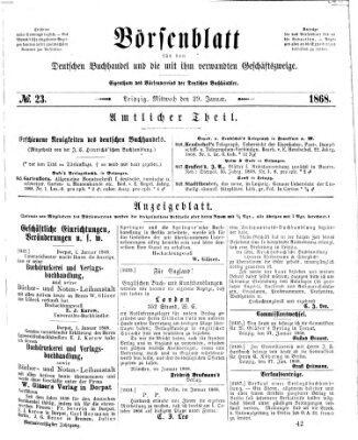 Börsenblatt für den deutschen Buchhandel Mittwoch 29. Januar 1868